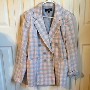 CoffeeShop Pastel Checkered Women's Blazer